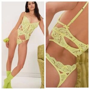 NEW For Love and Lemons Creamsicle lace thong bodysuit